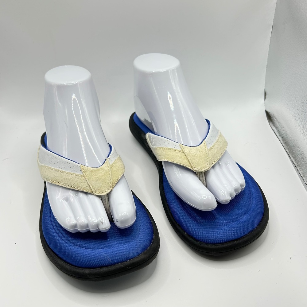 Everlast Womens Blue‎ White Cream Sporty Thong Flip Flop Sandals Size 8